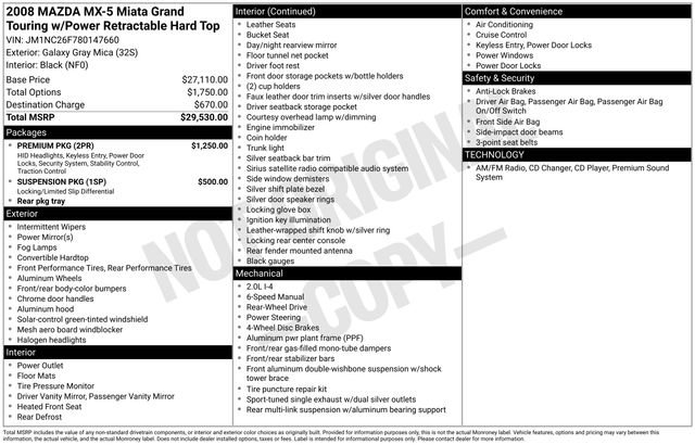 Used 2008 MAZDA MX-5 Miata Grand Touring w/ Premium Pkg RWD image 15
