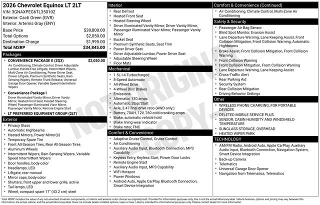 Certified 2026 Chevrolet Equinox LT w/ Convenience Package II AWD/4WD image 6
