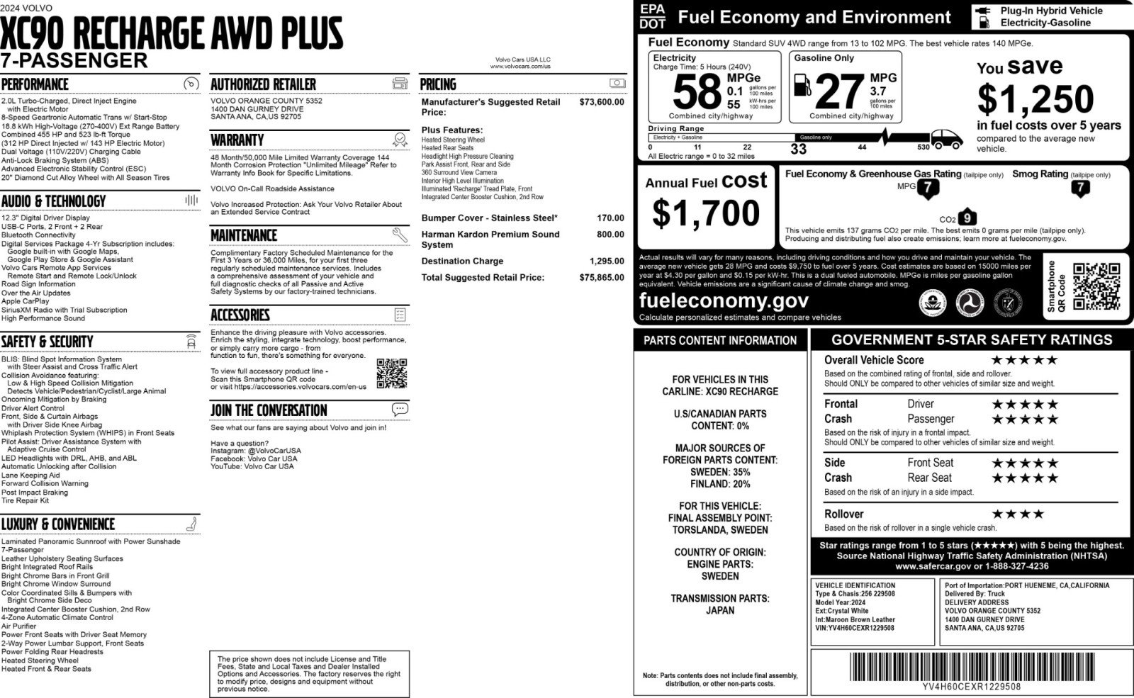 Used 2024 Volvo XC90 T8 Plus image 58