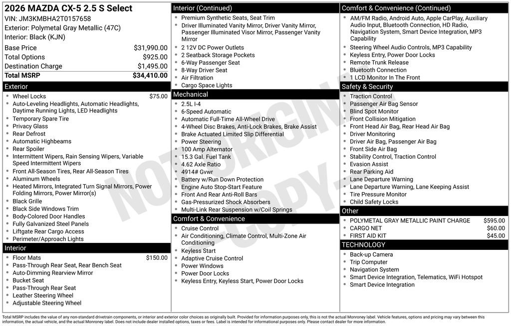 New 2026 MAZDA CX-5 Select AWD/4WD image 32