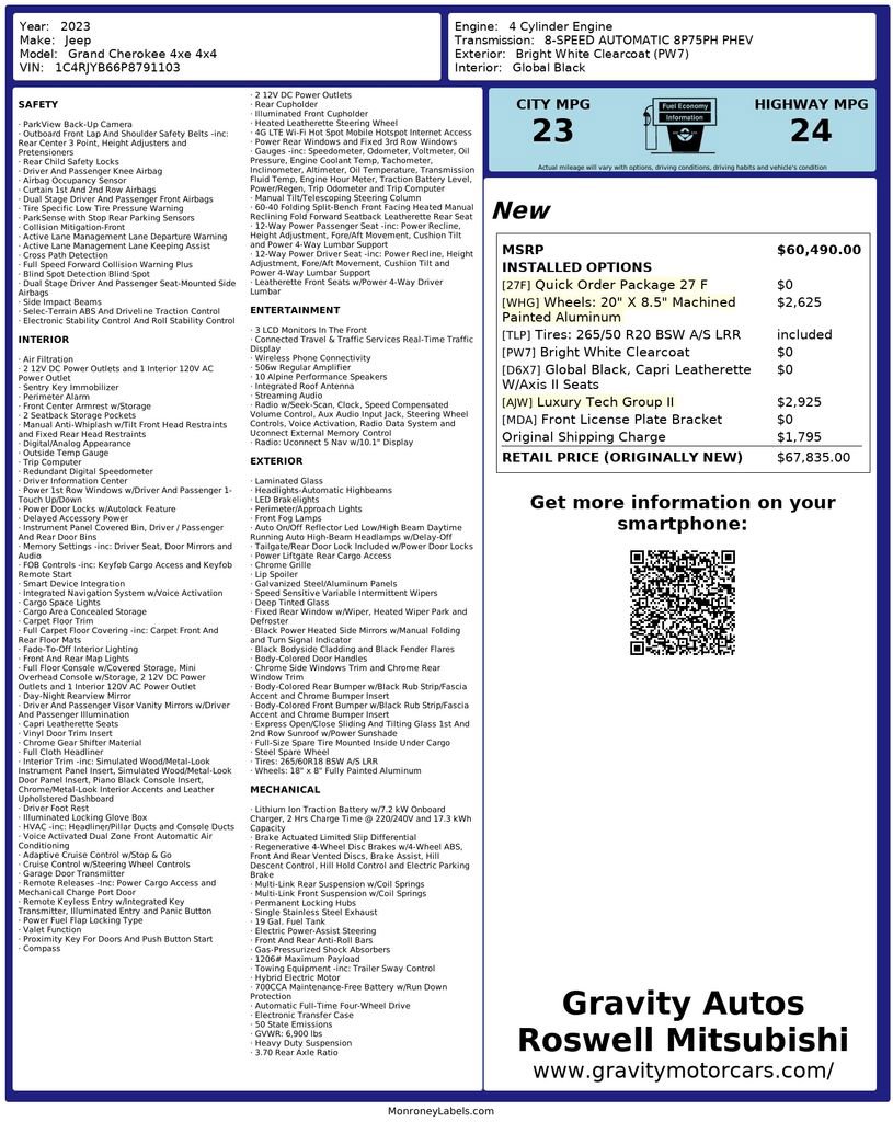 Used 2023 Jeep Grand Cherokee 4WD 4xe w/ Luxury Tech Group II image 3