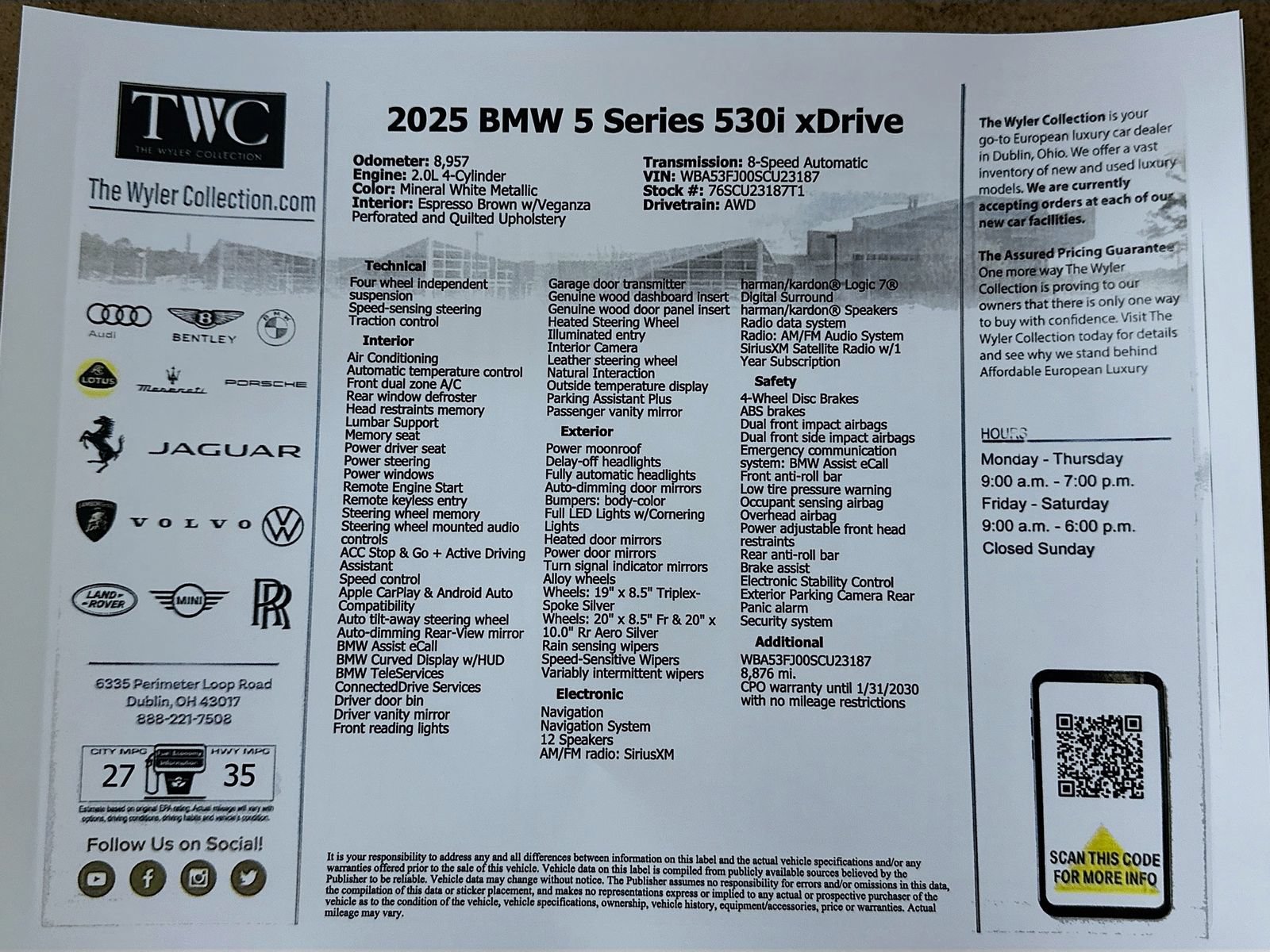 Used 2025 BMW 530i xDrive w/ Premium Package AWD/4WD image 46
