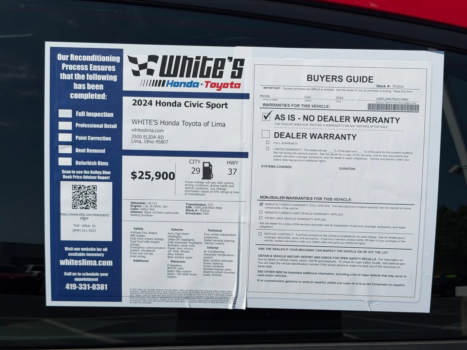 Used 2024 Honda Civic Sport image 30