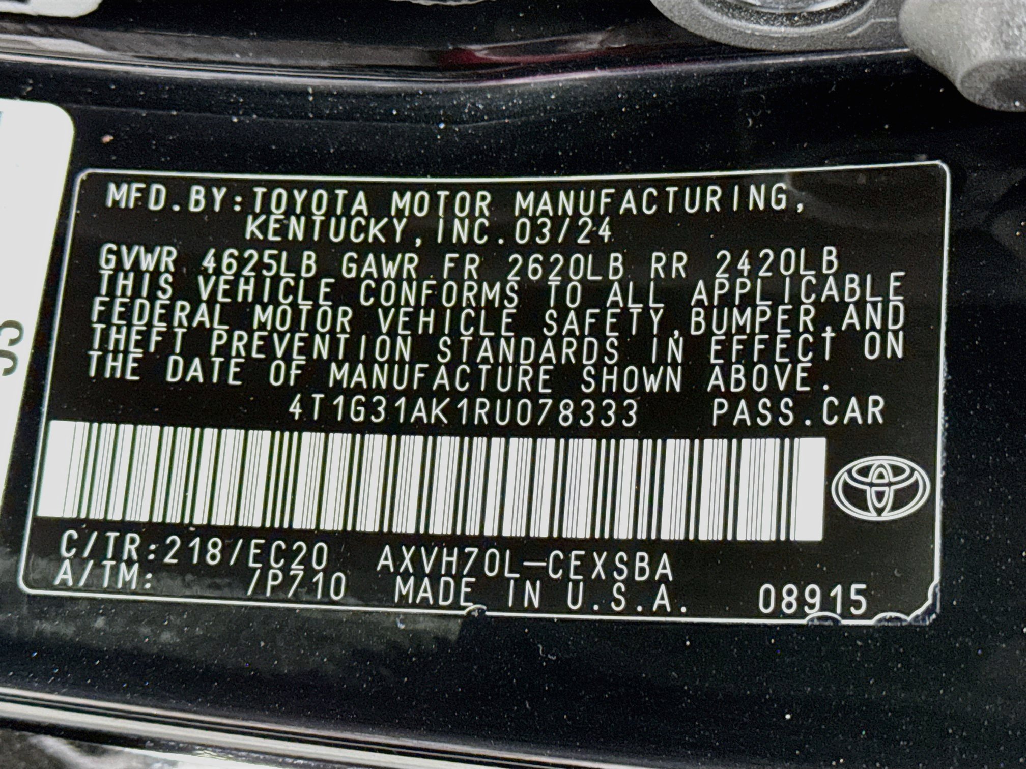 Certified 2024 Toyota Camry SE FWD image 30