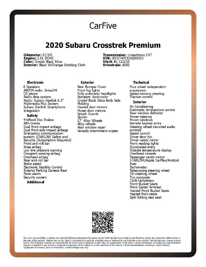 Used 2020 Subaru Crosstrek 2.0i Premium AWD/4WD image 28