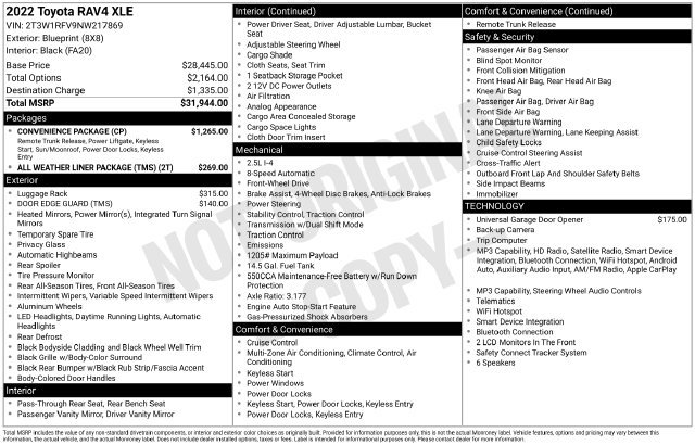 Used 2022 Toyota RAV4 XLE w/ Convenience Package FWD image 38
