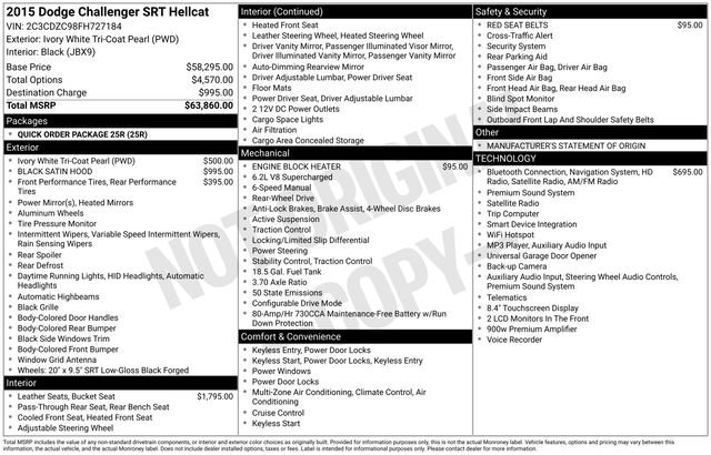 Used 2015 Dodge Challenger SRT Hellcat RWD image 2