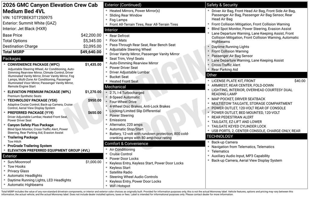 New 2026 GMC Canyon Elevation w/ Convenience Package AWD/4WD image 49