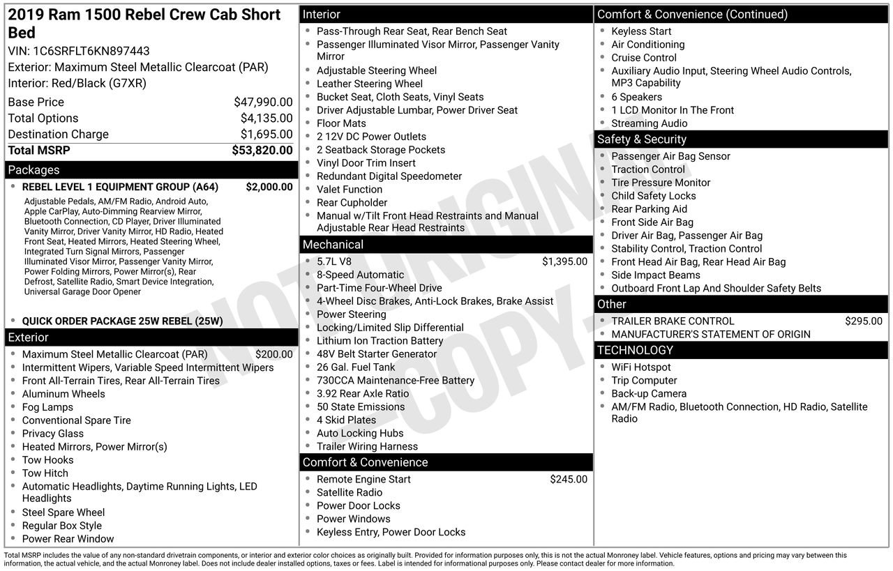 Used 2019 RAM 1500 Rebel w/ Rebel Level 1 Equipment Group image 47