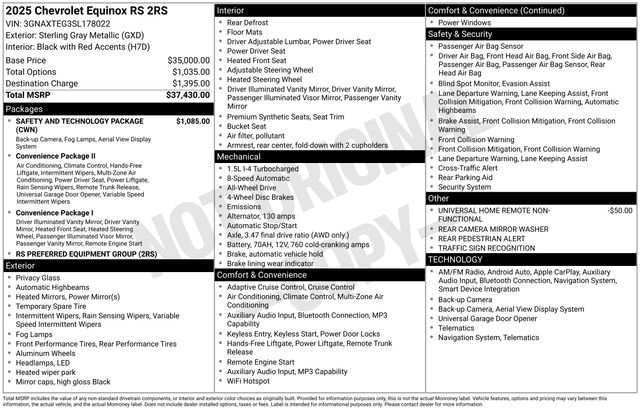 Used 2025 Chevrolet Equinox RS w/ Safety and Technology Package AWD/4WD image 2
