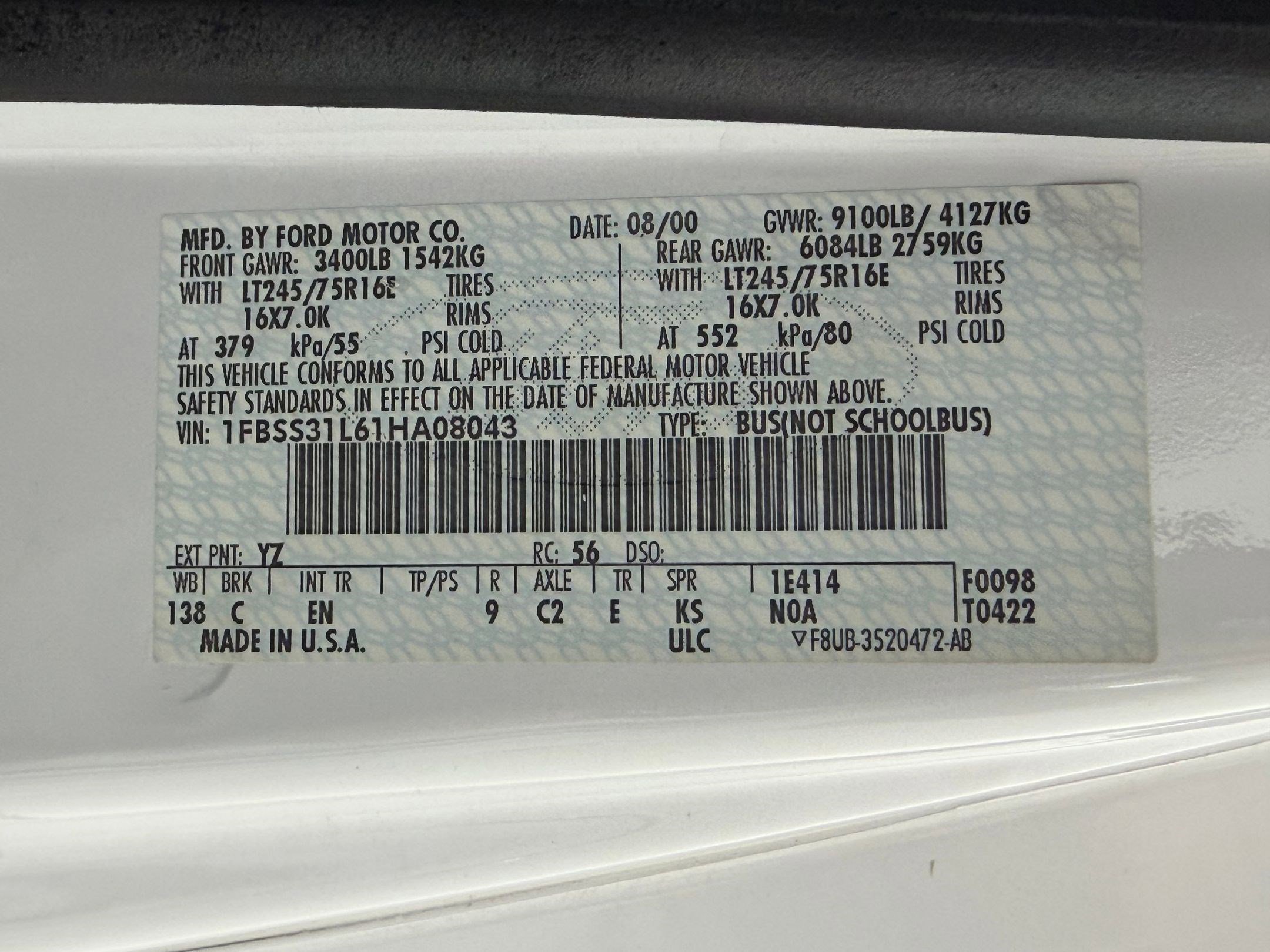 Used 2001 Ford E-350 and Econoline 350 Club Wagon image 17