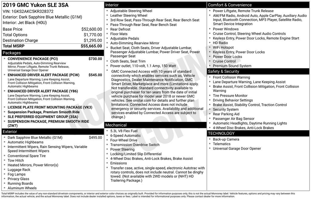 Used 2019 GMC Yukon SLE w/ Convenience Package image 3