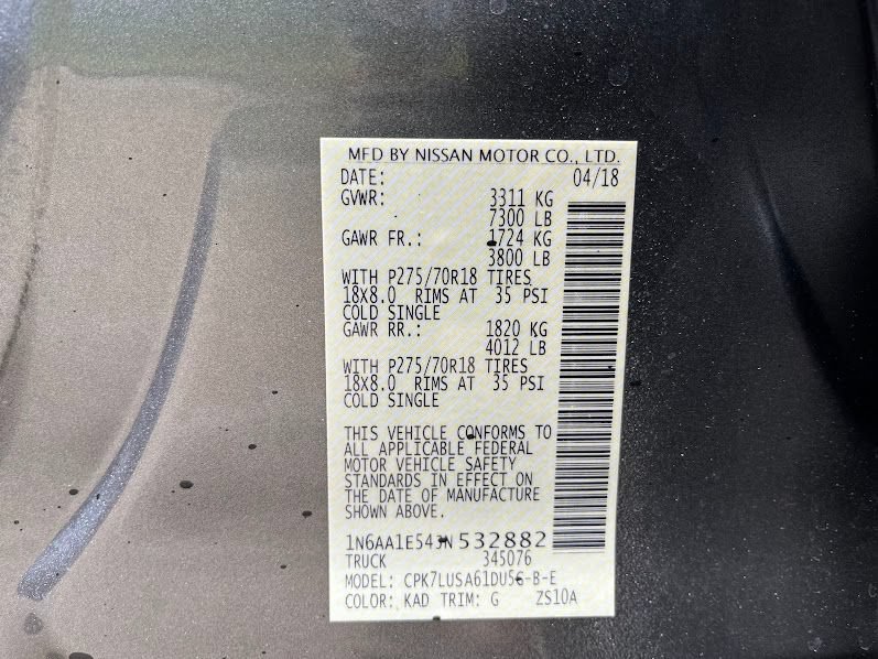 Used 2018 Nissan Titan PRO-4X w/ Pro-4x Convenience Package AWD/4WD image 7