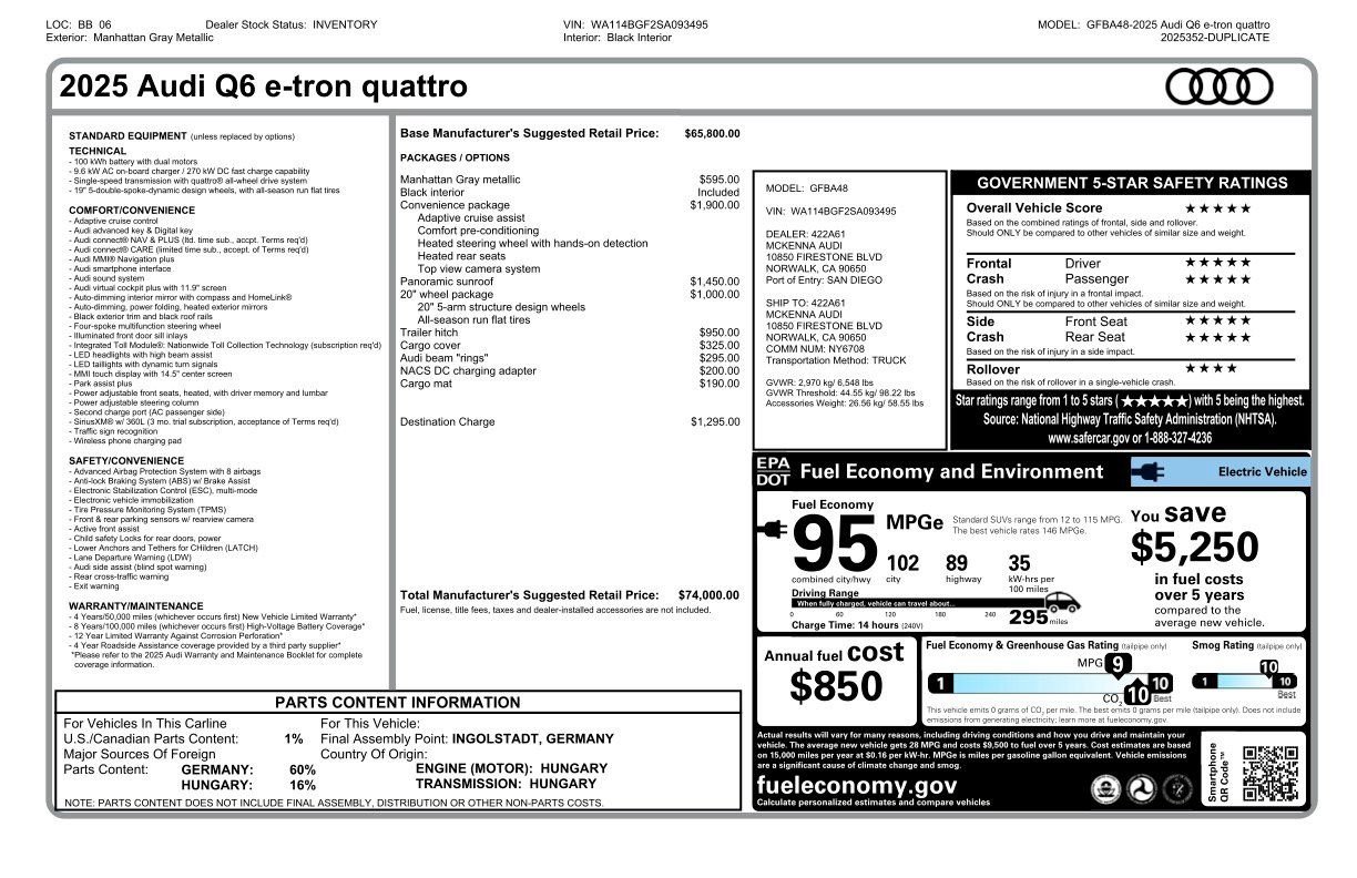 New 2025 Audi Q6 e-tron Premium AWD/4WD image 6