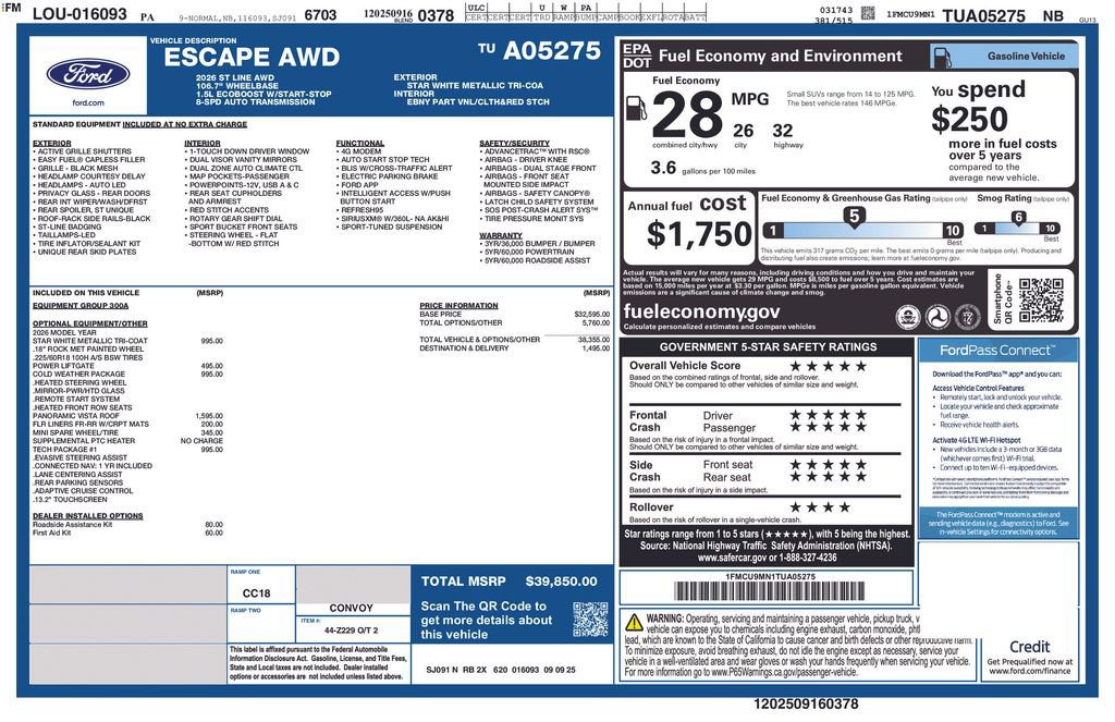 New 2026 Ford Escape ST-Line w/ Tech Pack #1 AWD/4WD image 6