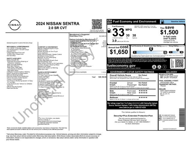 Certified 2024 Nissan Sentra SR w/ SR Premium Package FWD image 17