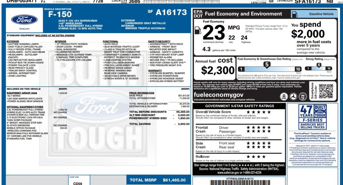 Used 2025 Ford F150 XLT w/ Equipment Group 302A MID image 16