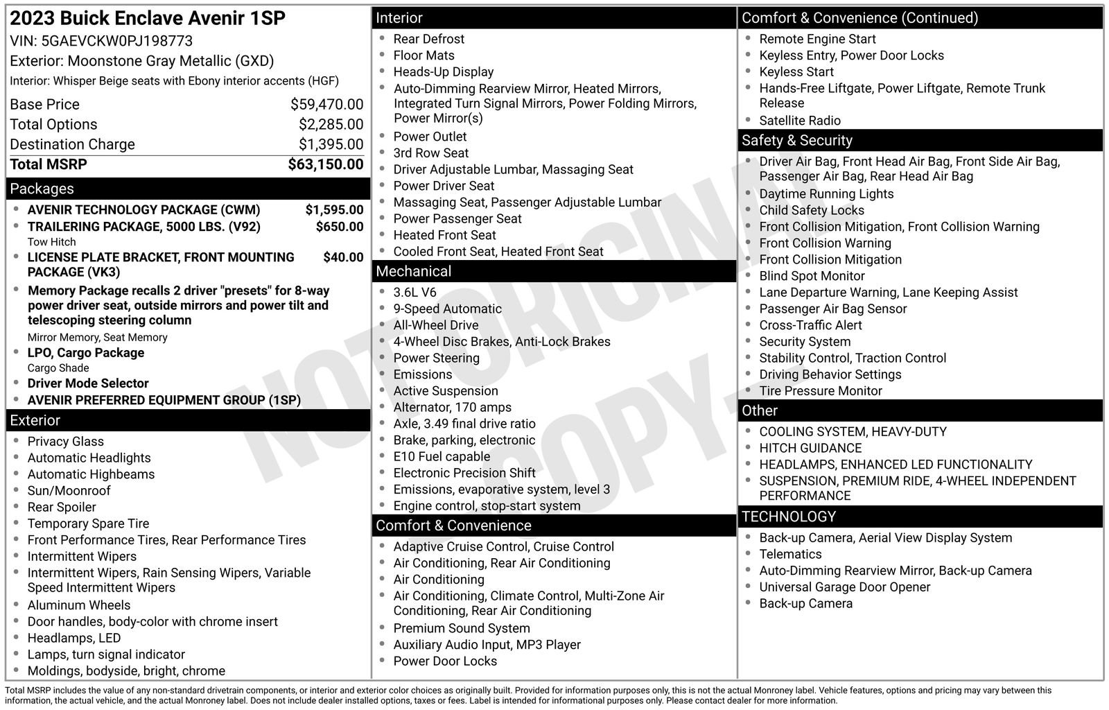 Used 2023 Buick Enclave Avenir w/ Avenir Technology Package image 34