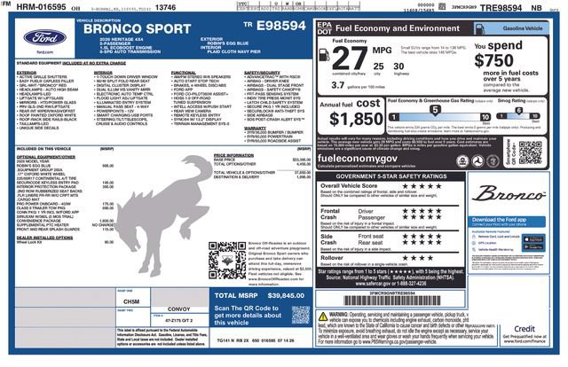 New 2026 Ford Bronco Sport Heritage w/ Convenience Package AWD/4WD image 4