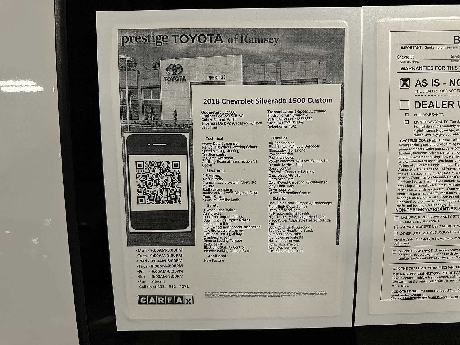 Used 2018 Chevrolet Silverado 1500 Custom w/ Custom Value Package image 13