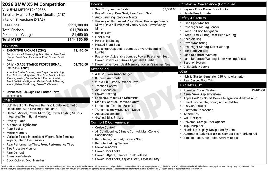 New 2026 BMW X5 M Competition w/ Executive Package AWD/4WD image 4
