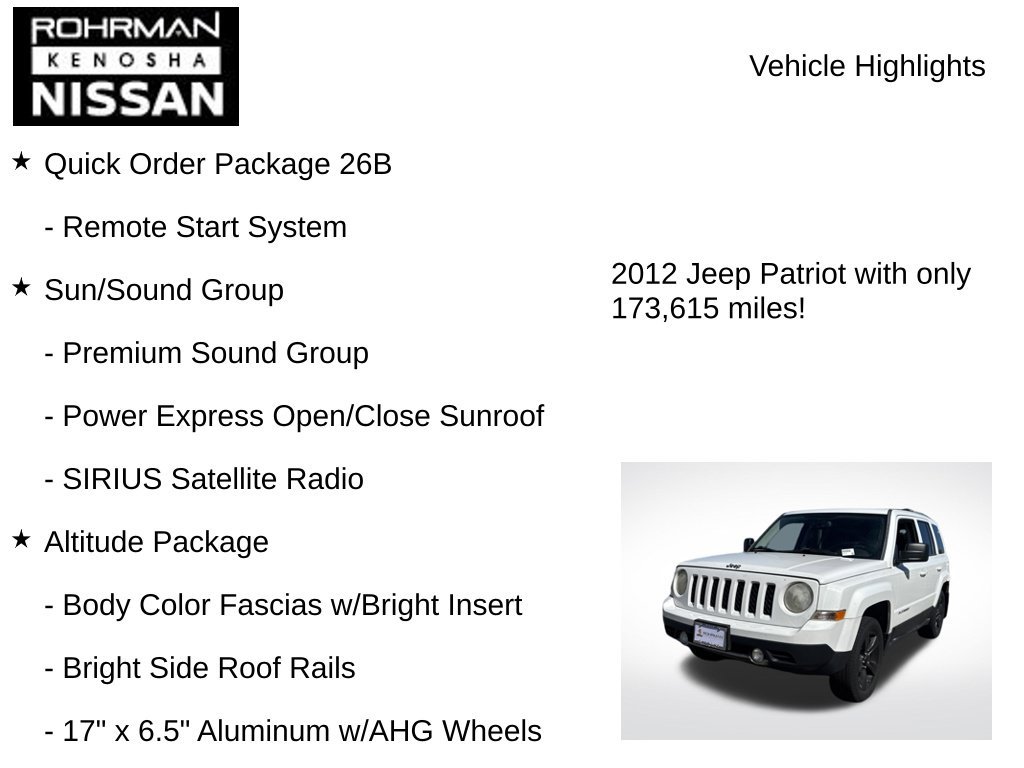 Used 2012 Jeep Patriot Latitude w/ Sun/Sound Group AWD/4WD image 8
