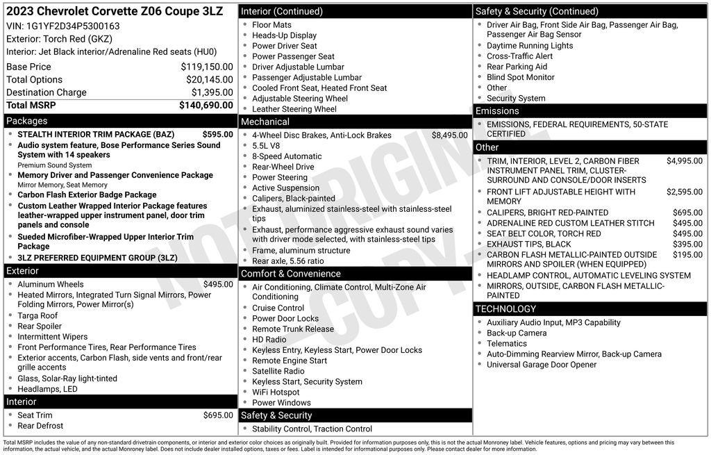 Used 2023 Chevrolet Corvette Z06 w/ Stealth Interior Trim Package image 12