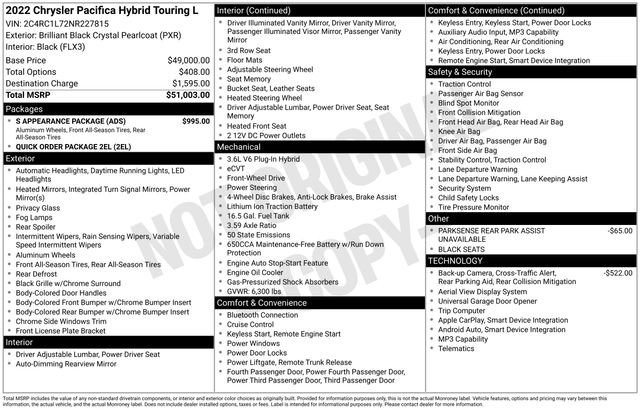 Used 2022 Chrysler Pacifica Touring-L w/ S Appearance Package image 14