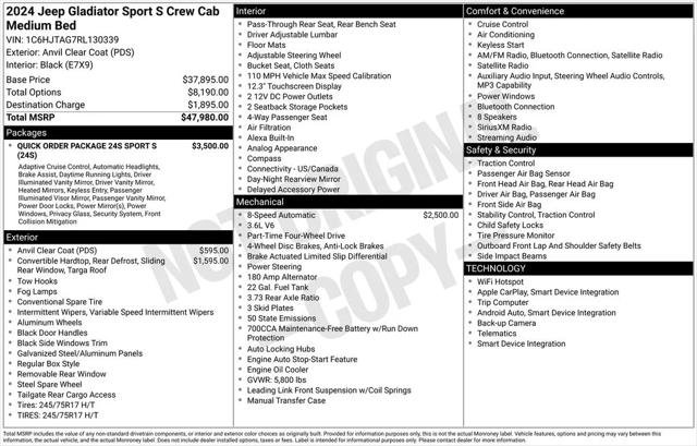 Certified 2024 Jeep Gladiator Sport AWD/4WD image 8