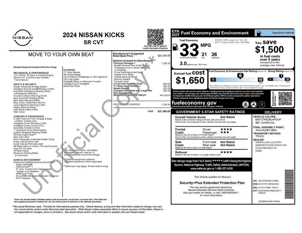 Used 2024 Nissan Kicks SR w/ SR Premium Package FWD image 5