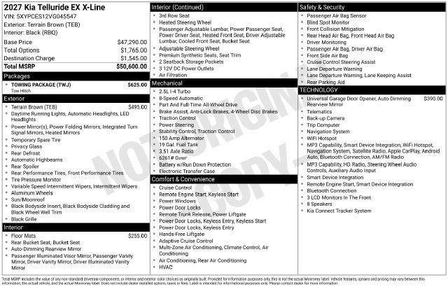 New 2027 Kia Telluride EX X-Line w/ Towing Package AWD/4WD image 4