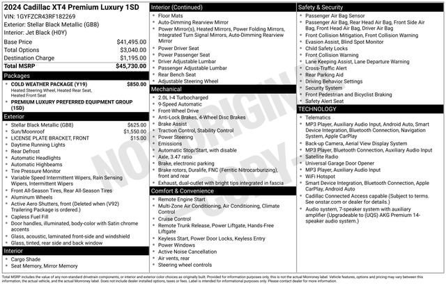 Certified 2024 Cadillac XT4 Premium Luxury w/ Cold Weather Package FWD image 34