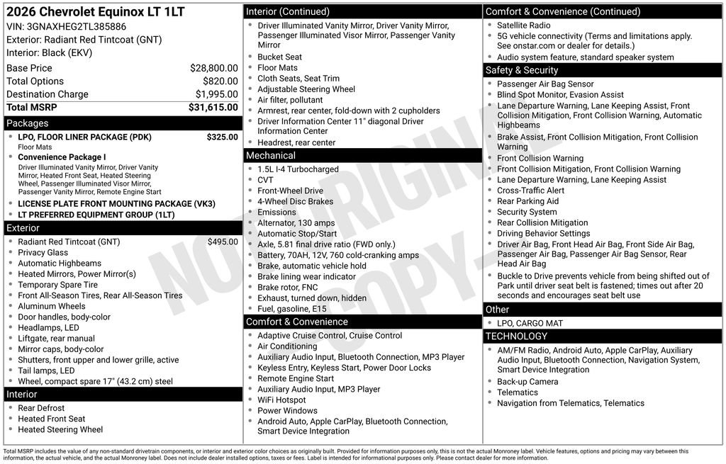 New 2026 Chevrolet Equinox LT w/ LPO, Floor Liner Package image 8