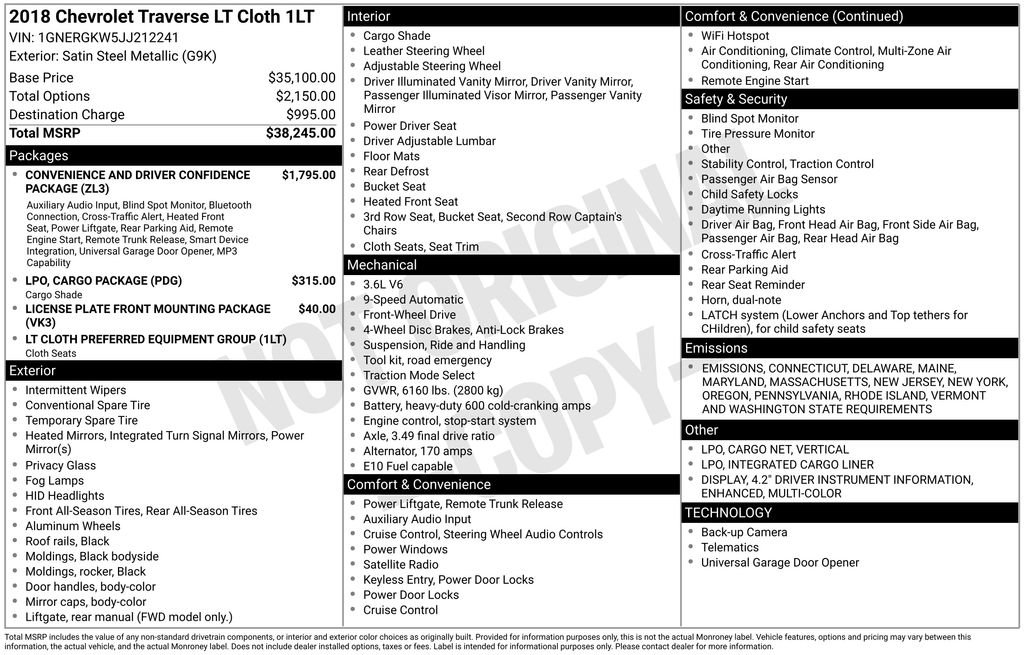 Used 2018 Chevrolet Traverse LT image 31