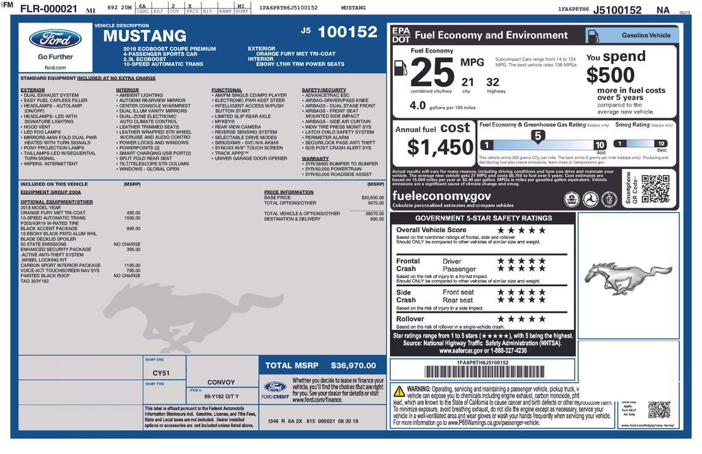 Used 2018 Ford Mustang Premium w/ Carbon Sport Interior Package RWD image 4