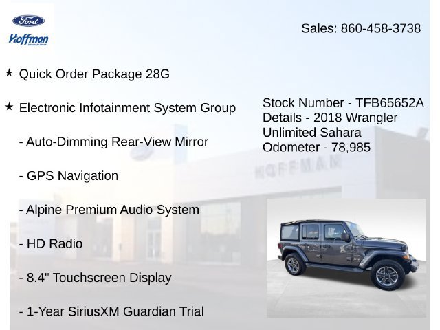 Used 2018 Jeep Wrangler Unlimited Sahara AWD/4WD image 5