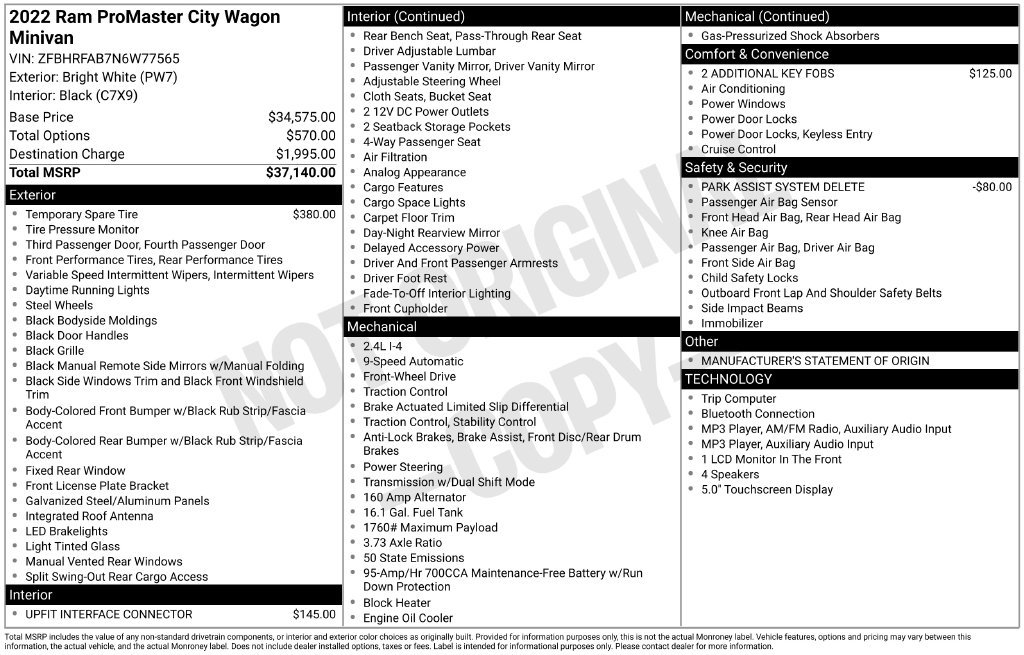 Used 2022 RAM ProMaster City Wagon FWD image 21