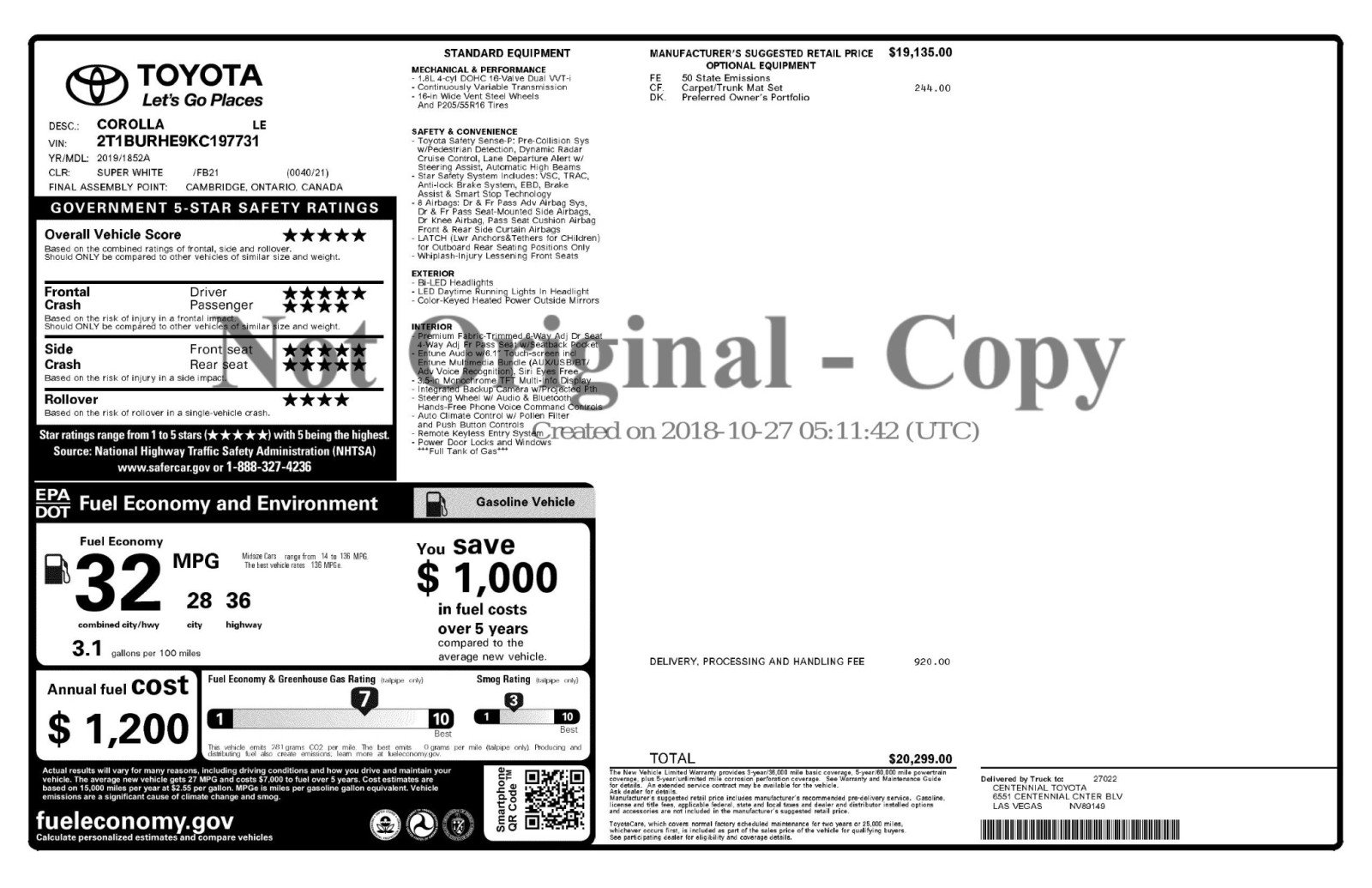 Used 2019 Toyota Corolla LE w/ Carpet Mat Package (TMS) FWD image 46