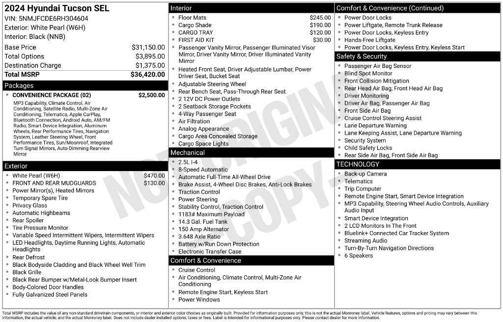 Used 2024 Hyundai Tucson SEL w/ Convenience Package AWD/4WD image 3