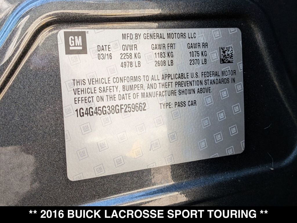 Used 2016 Buick LaCrosse Sport Touring FWD image 27