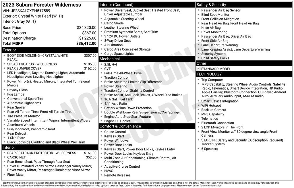 Certified 2023 Subaru Forester Wilderness AWD/4WD image 8