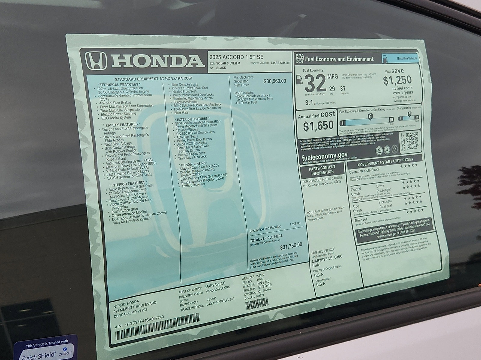 New 2025 Honda Accord SE image 18