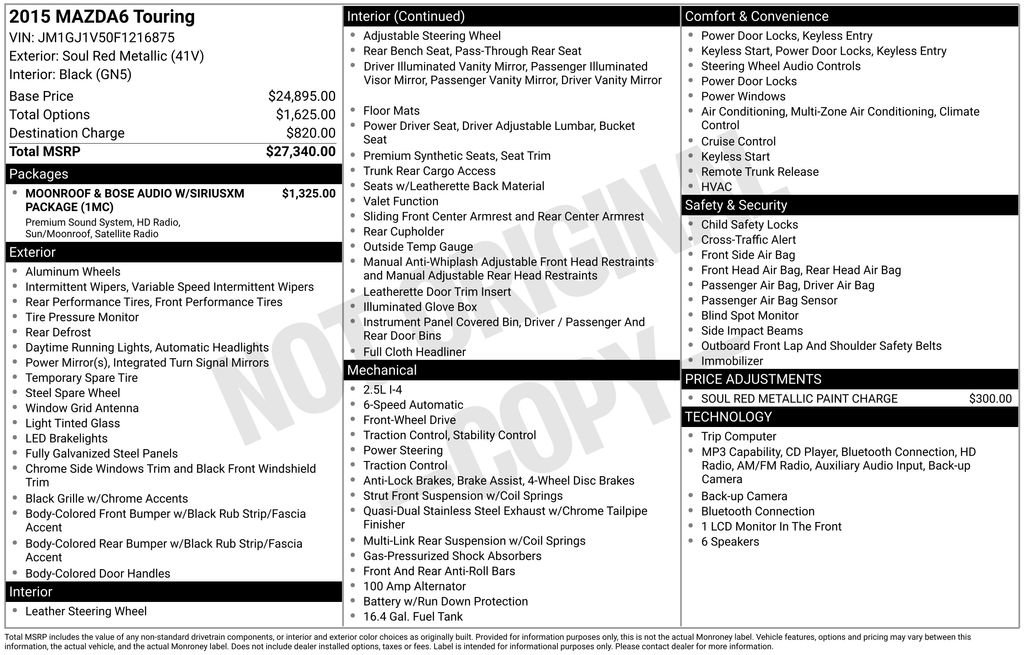 Used 2015 MAZDA MAZDA6 Touring image 2