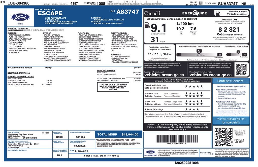 Used 2025 Ford Escape Platinum AWD/4WD image 2