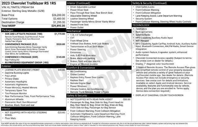 Used 2023 Chevrolet TrailBlazer RS w/ Sun and Liftgate Package FWD image 32