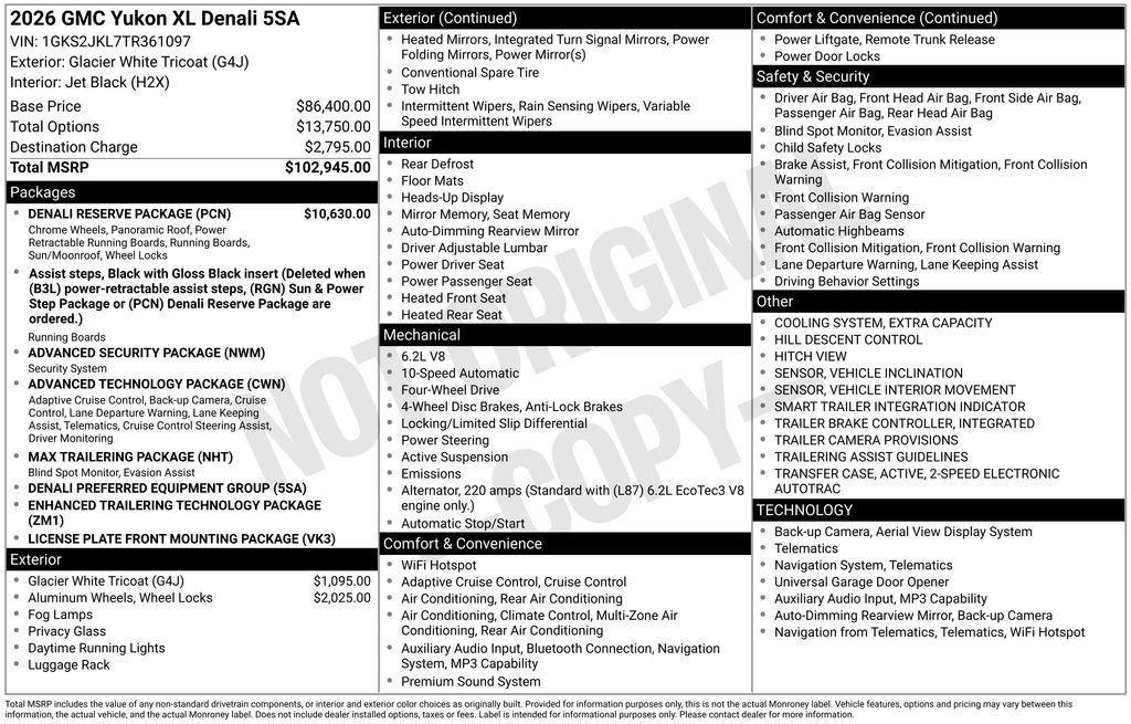 New 2026 GMC Yukon XL Denali w/ Denali Reserve Package AWD/4WD image 5