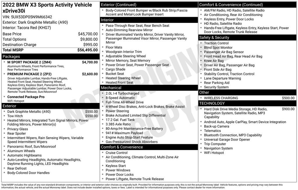 Used 2022 BMW X3 xDrive30i w/ M Sport Package 2 image 28