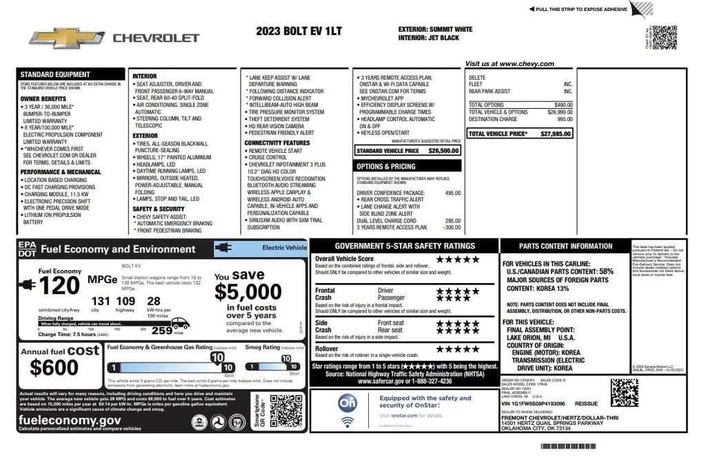 Used 2023 Chevrolet Bolt LT w/ Driver Confidence Package FWD image 3