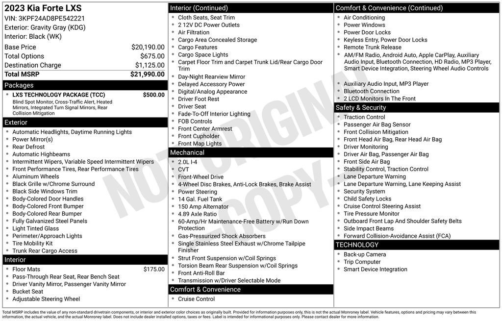 Used 2023 Kia Forte LXS w/ LXS Technology Package image 15