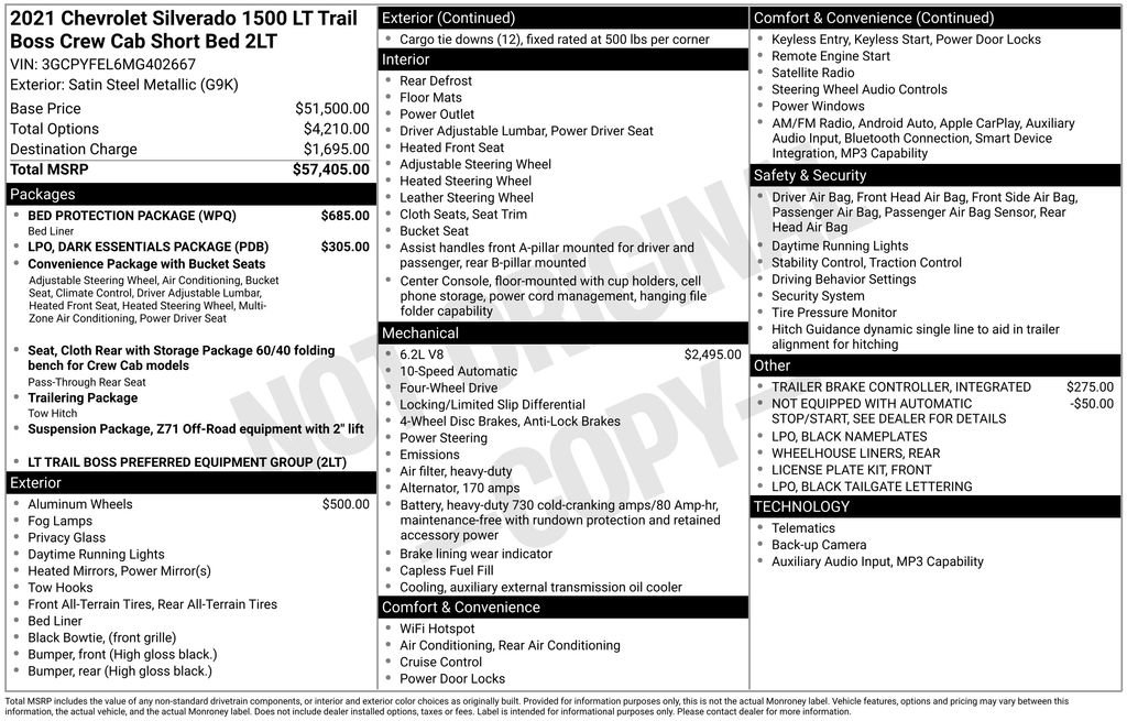 Certified 2021 Chevrolet Silverado 1500 LT Trail Boss w/ Bed Protection Package AWD/4WD image 37